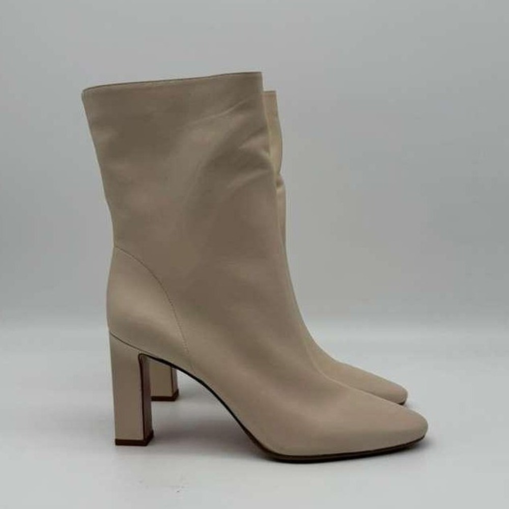 Aquazzura‎ Manzoni 85 Nappa Leather Booties - Meringue Beige - Size 41 - NIB